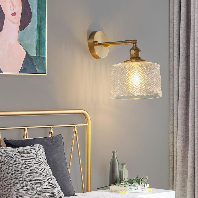 Verrocchio Nordic Brass Cylinder Wall Sconce for Headboard and Hallway Lighting
