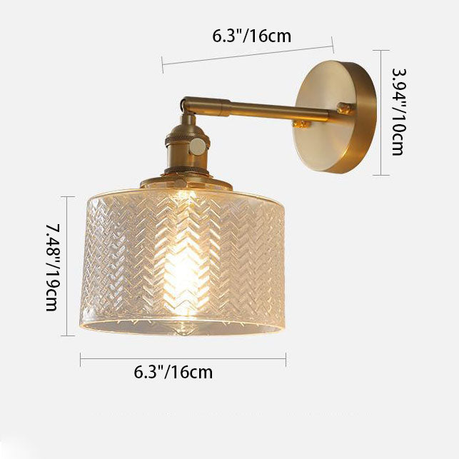 Verrocchio Nordic Brass Cylinder Wall Sconce for Headboard and Hallway Lighting