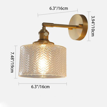 Verrocchio Nordic Brass Cylinder Wall Sconce for Headboard and Hallway Lighting