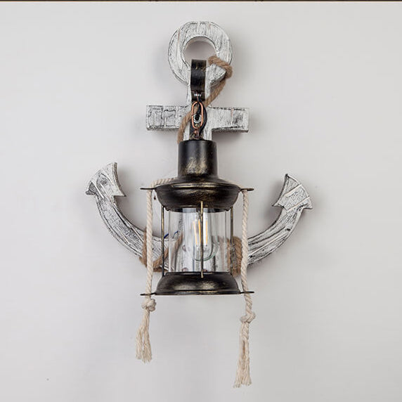 Lorienne Industrial Vintage Iron and Wood Anchor Wall Sconce for Entryway Lighting
