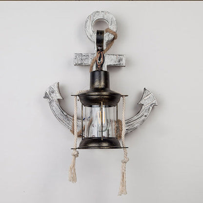 Lorienne Industrial Vintage Iron and Wood Anchor Wall Sconce for Entryway Lighting