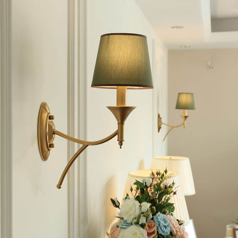 Calanthea European Iron Fabric Mushroom Wall Sconce for Bedside and Study Reading