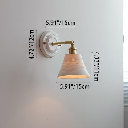 Maribelle Traditional Brass Round Ceramic Wall Sconce for Bedroom and Living Room