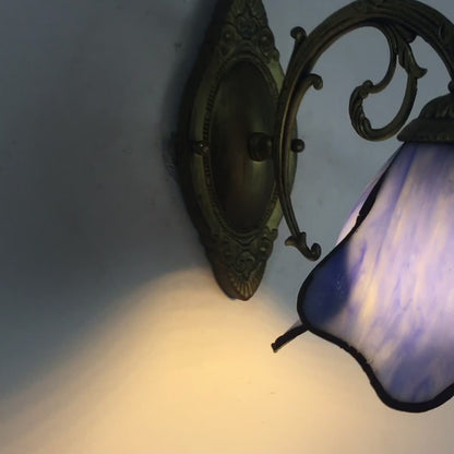 Gildamere Vintage Tiffany Stained Glass Iron Wall Sconce for Hallway Accent Lighting