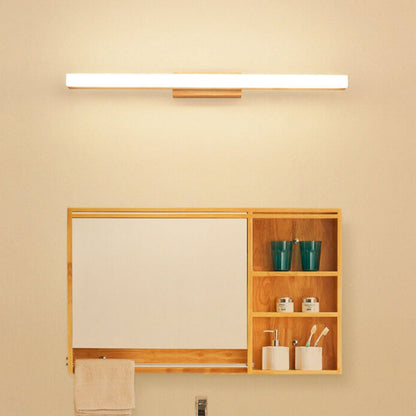 Iridelle Minimalist Wood LED Vanity Strip Light with Dimmable Warm and White Glow