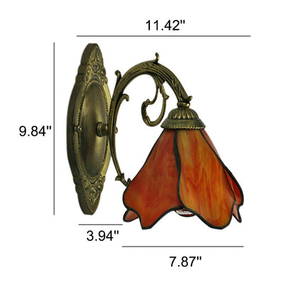 Gildamere Vintage Tiffany Stained Glass Iron Wall Sconce for Hallway Accent Lighting