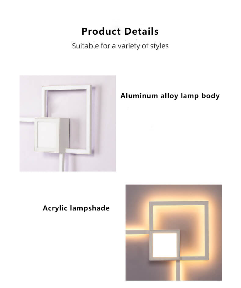 Grisaille Minimalist Square Aluminum Alloy LED Wall Sconce with Remote Dimming