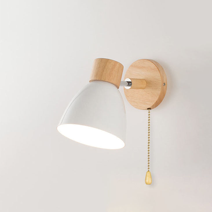 Yvonelle Minimalist Iron Wood Wall Sconce with Zipper Switch for Colorful Hallway Accent
