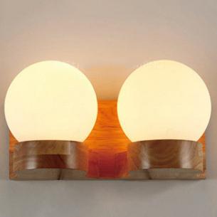 Adelphine Contemporary Rubberwood Wall Sconce with Glass Shade for Bedroom and Living Room