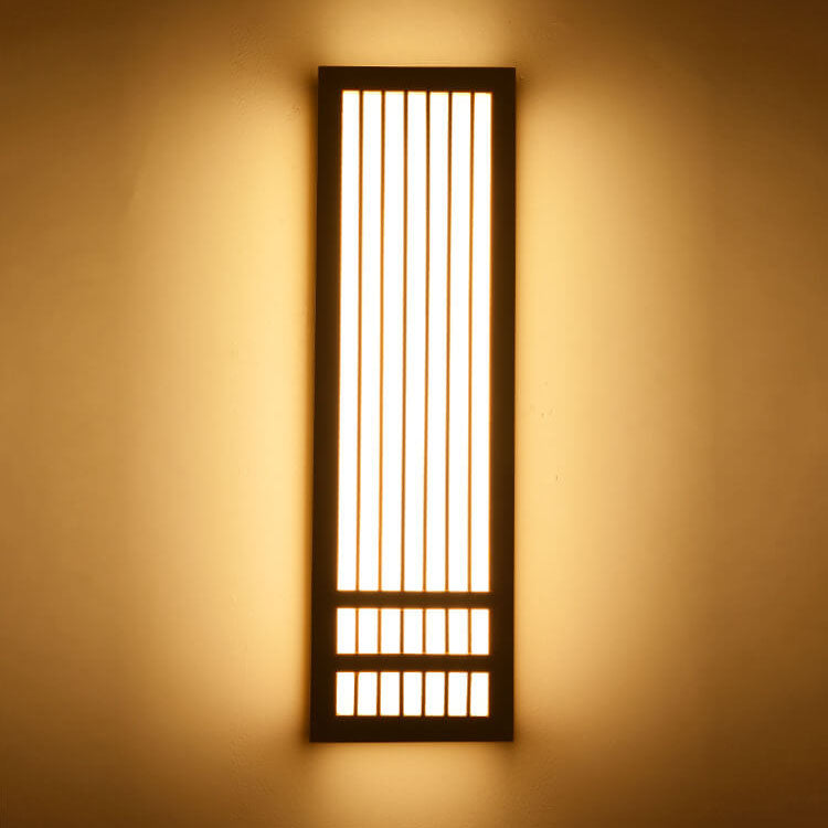 Florentia Japanese Solid Wood Rectangular LED Wall Sconce for Living Room Accent Walls