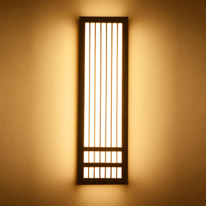 Florentia Japanese Solid Wood Rectangular LED Wall Sconce for Living Room Accent Walls