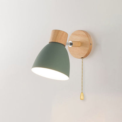 Yvonelle Minimalist Iron Wood Wall Sconce with Zipper Switch for Colorful Hallway Accent