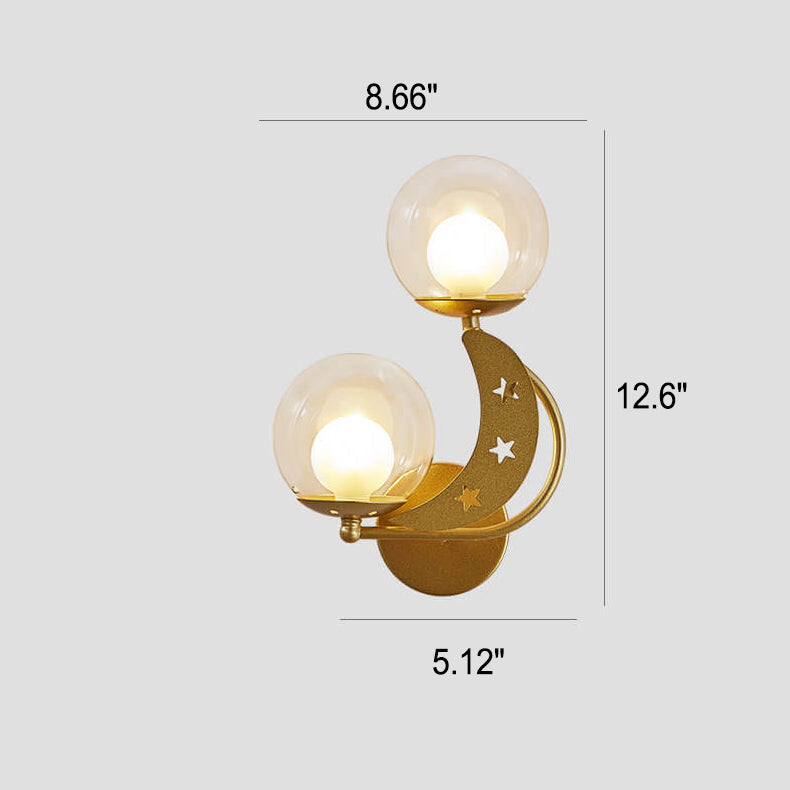 Zabrielle Nordic Iron Glass Globe Wall Sconce with Moon and Star Cutouts