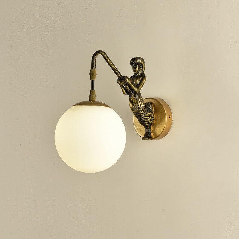Giavanna Vintage Metal Wall Sconce with Glass Shade for Hallway and Entryway Lighting