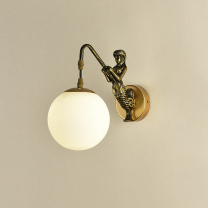 Giavanna Vintage Metal Wall Sconce with Glass Shade for Hallway and Entryway Lighting