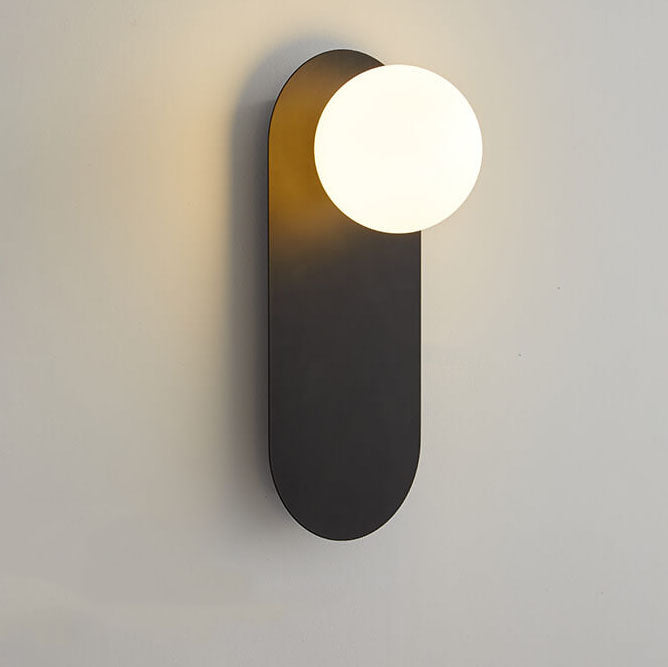 Elowen Minimalist Metal Ring Wall Sconce with Glass Shade for Hallway Lighting