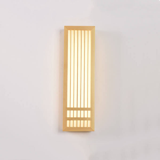 Florentia Japanese Solid Wood Rectangular LED Wall Sconce for Living Room Accent Walls