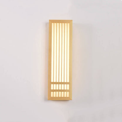 Florentia Japanese Solid Wood Rectangular LED Wall Sconce for Living Room Accent Walls