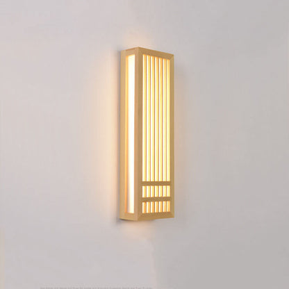 Florentia Japanese Solid Wood Rectangular LED Wall Sconce for Living Room Accent Walls
