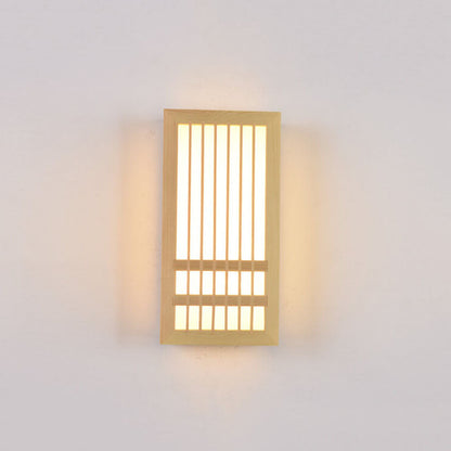 Florentia Japanese Solid Wood Rectangular LED Wall Sconce for Living Room Accent Walls