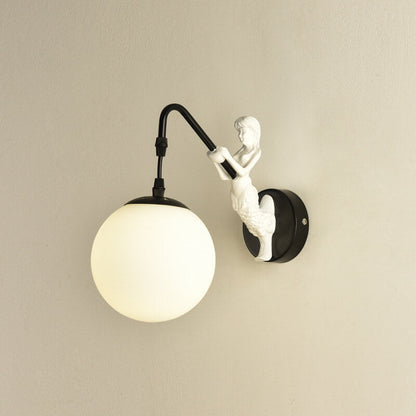 Giavanna Vintage Metal Wall Sconce with Glass Shade for Hallway and Entryway Lighting