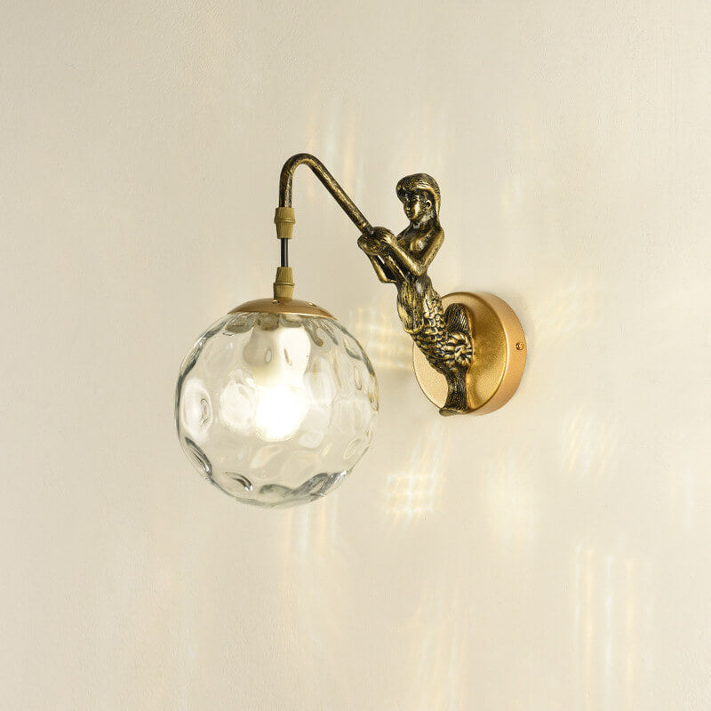 Giavanna Vintage Metal Wall Sconce with Glass Shade for Hallway and Entryway Lighting