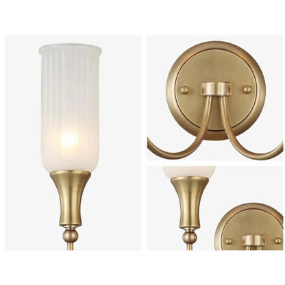 Doveraine Vintage Gold Brass Glass Wall Sconce with Warm Hallway and Bedroom Glow