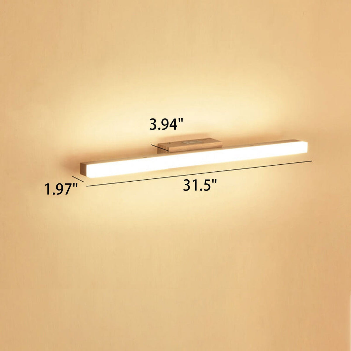 Iridelle Minimalist Wood LED Vanity Strip Light with Dimmable Warm and White Glow