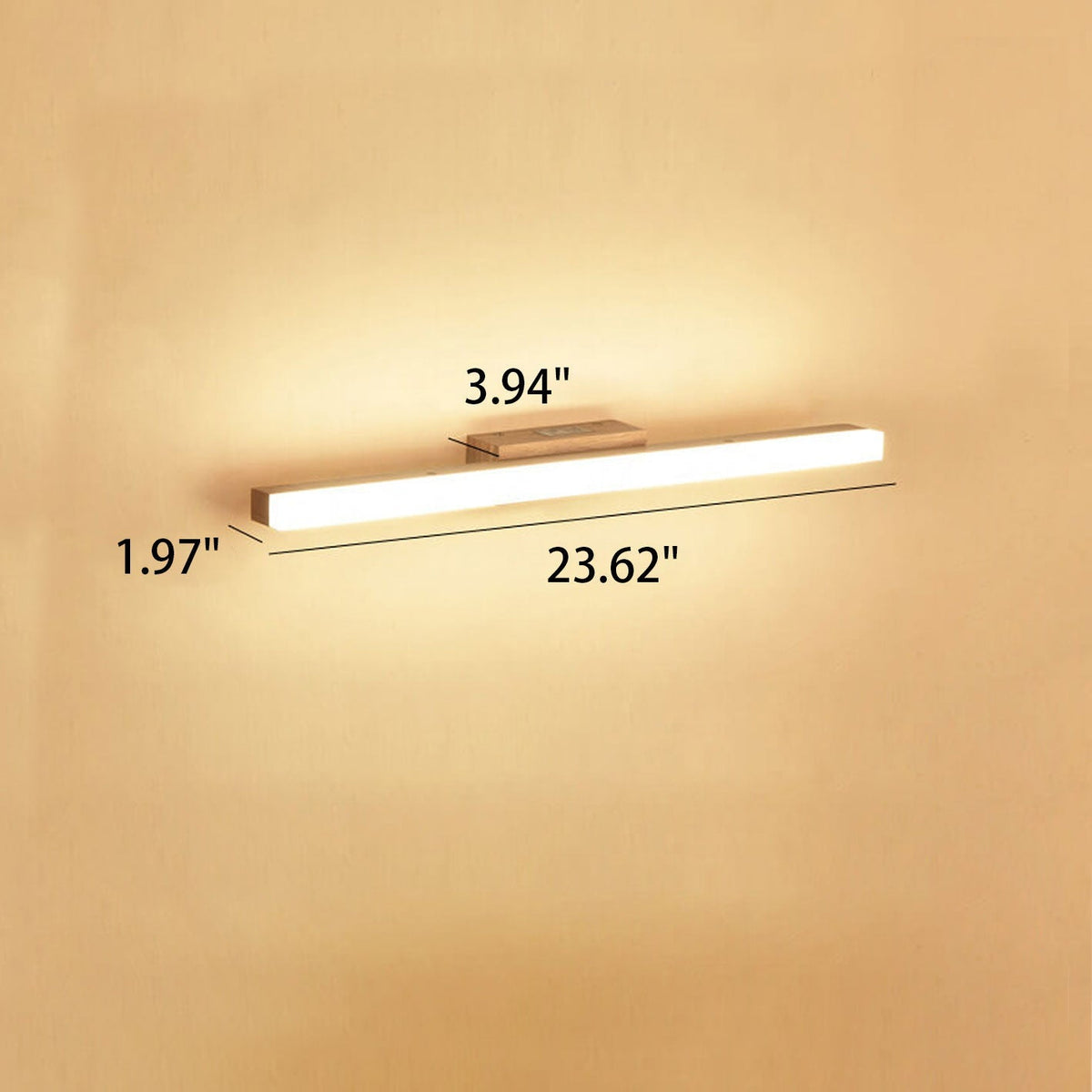 Iridelle Minimalist Wood LED Vanity Strip Light with Dimmable Warm and White Glow
