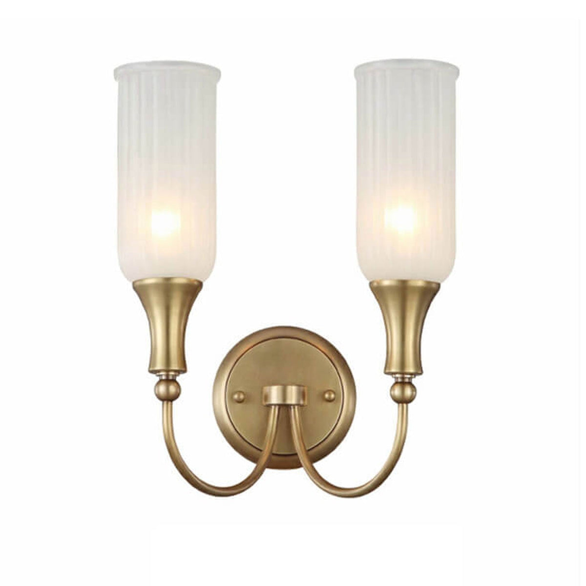 Doveraine Vintage Gold Brass Glass Wall Sconce with Warm Hallway and Bedroom Glow