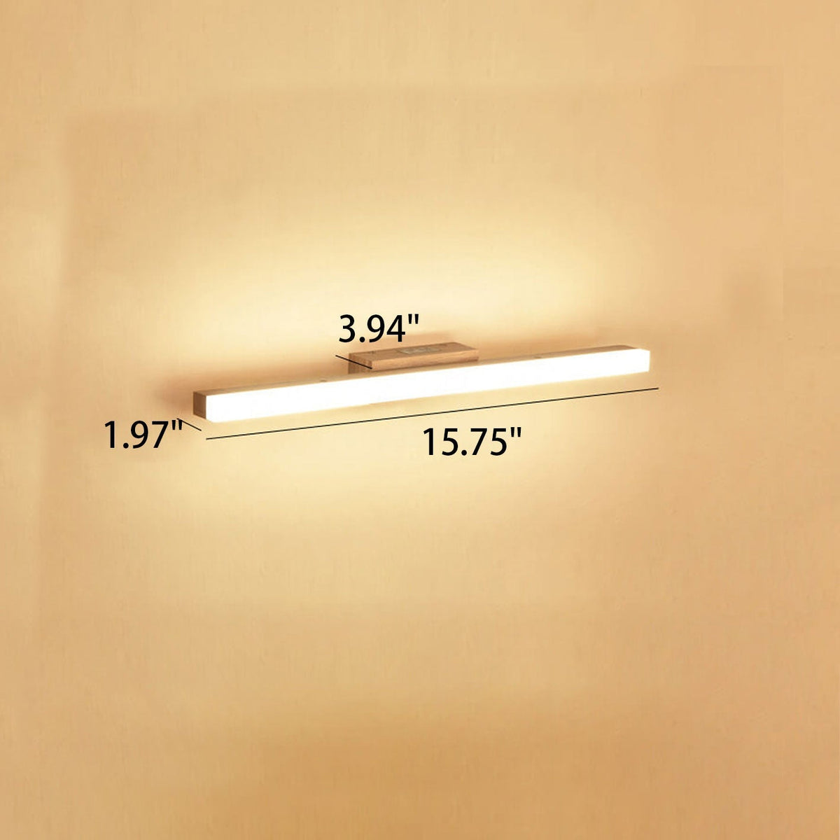 Iridelle Minimalist Wood LED Vanity Strip Light with Dimmable Warm and White Glow