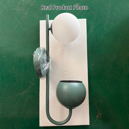 Kensielle Modern Iron Sphere Glass Wall Sconce with Planter Storage Design