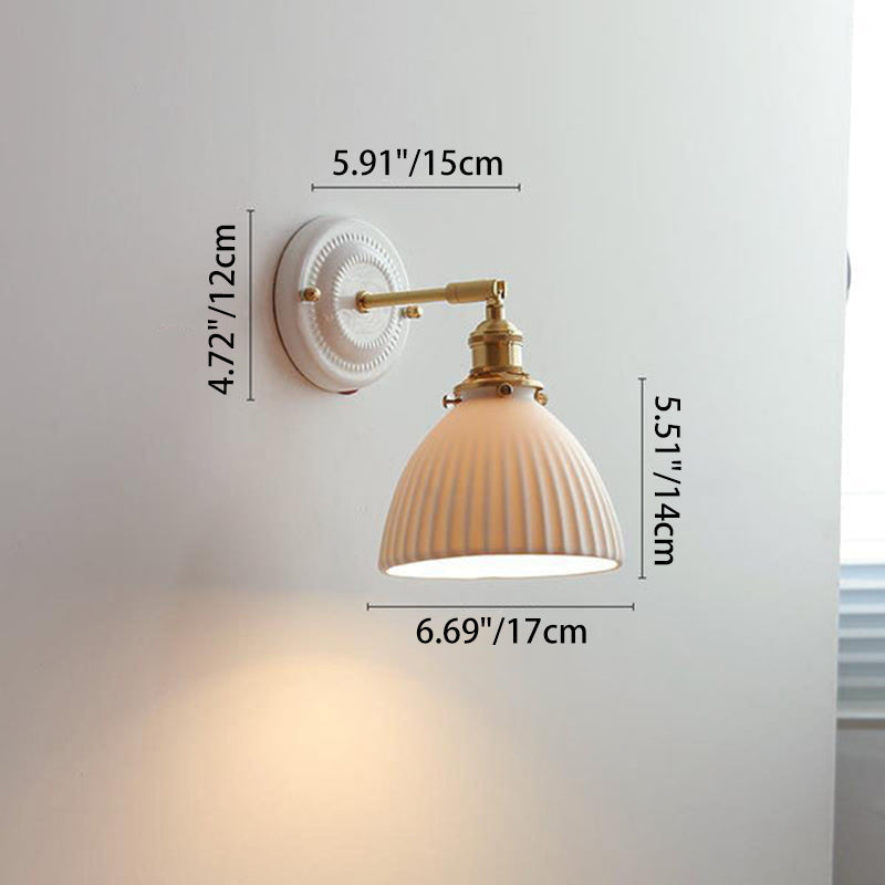 Maribelle Traditional Brass Round Ceramic Wall Sconce for Bedroom and Living Room