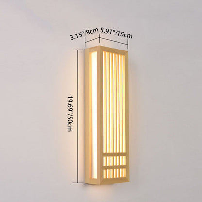 Florentia Japanese Solid Wood Rectangular LED Wall Sconce for Living Room Accent Walls