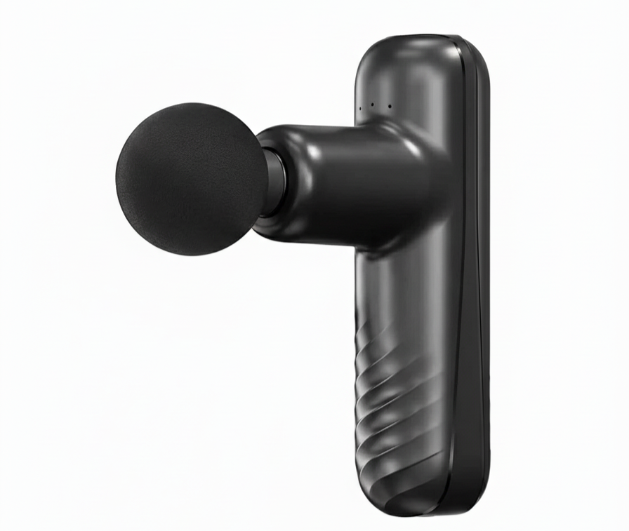 Portable Mini Massage Gun – Handheld Percussion Massager with 4 Heads, Quiet Brushless Motor, USB-C Charging, Black