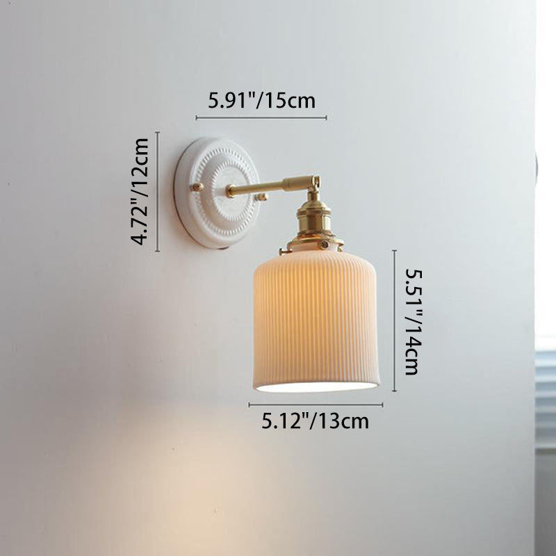 Maribelle Traditional Brass Round Ceramic Wall Sconce for Bedroom and Living Room