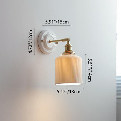 Maribelle Traditional Brass Round Ceramic Wall Sconce for Bedroom and Living Room