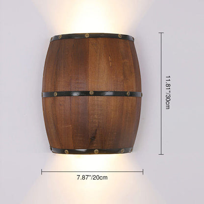 Faubourg Industrial Brown Wood Half Barrel Wall Sconce for Living Room Ambient Glow