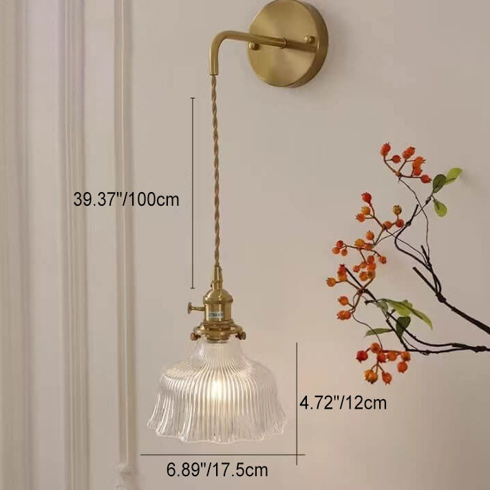 Bellarose Minimalist Copper Wall Sconce with Glass Shade for Hallway Lighting