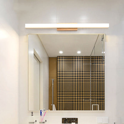 Iridelle Minimalist Wood LED Vanity Strip Light with Dimmable Warm and White Glow