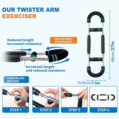 AxioZone Adjustable Arm Trainer — Spring Resistance for Chest, Arms & Shoulders