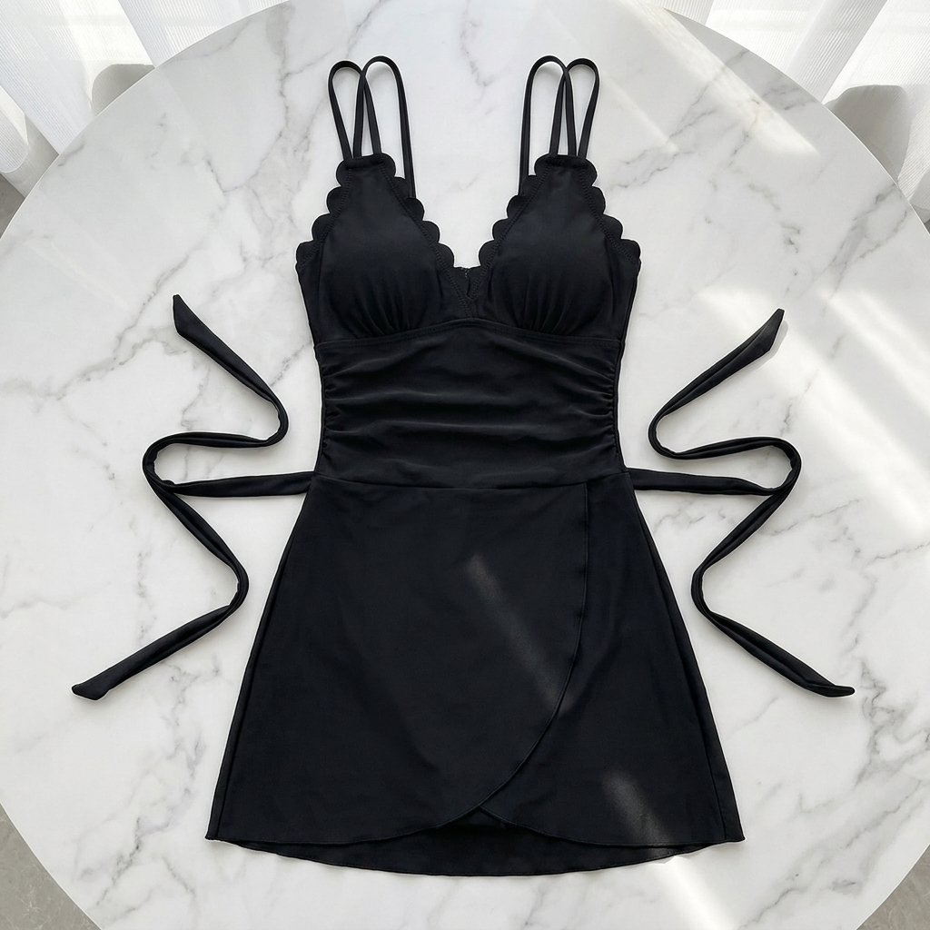 Tummy Control Cut-Out Tie Swimdress
