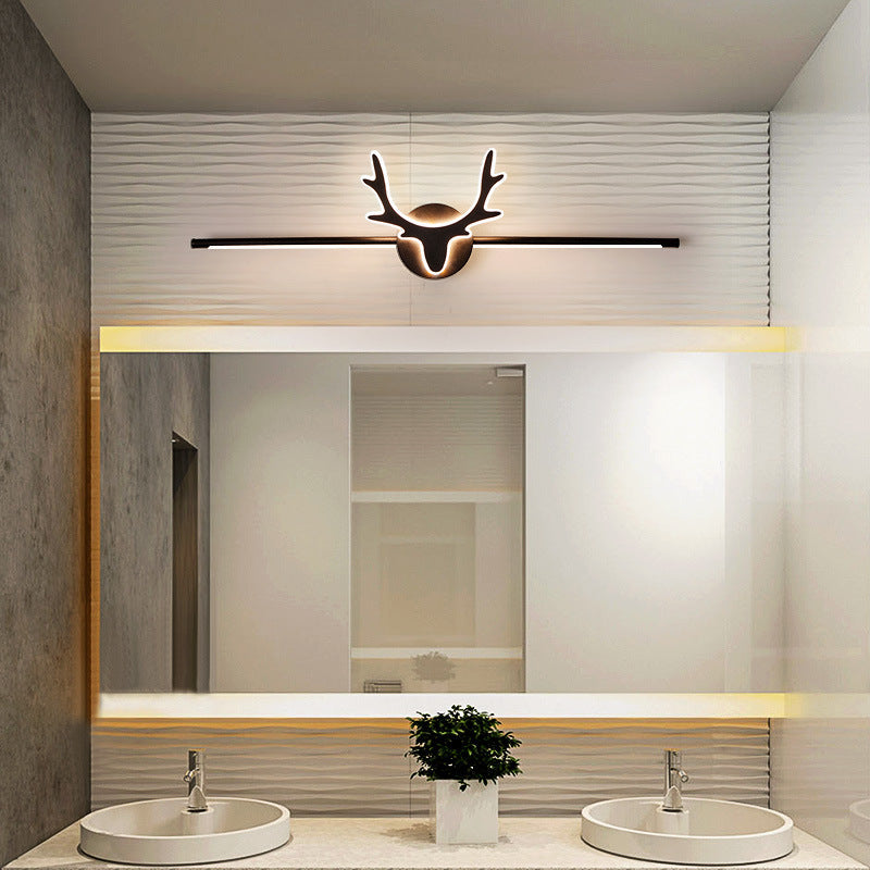 Linselle Scandinavian Black Iron LED Vanity Light Dimmable Deer Motif for Bathroom Mirror