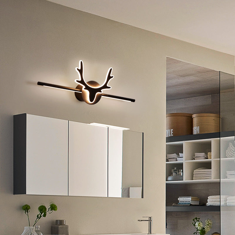 Linselle Scandinavian Black Iron LED Vanity Light Dimmable Deer Motif for Bathroom Mirror