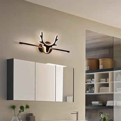 Linselle Scandinavian Black Iron LED Vanity Light Dimmable Deer Motif for Bathroom Mirror