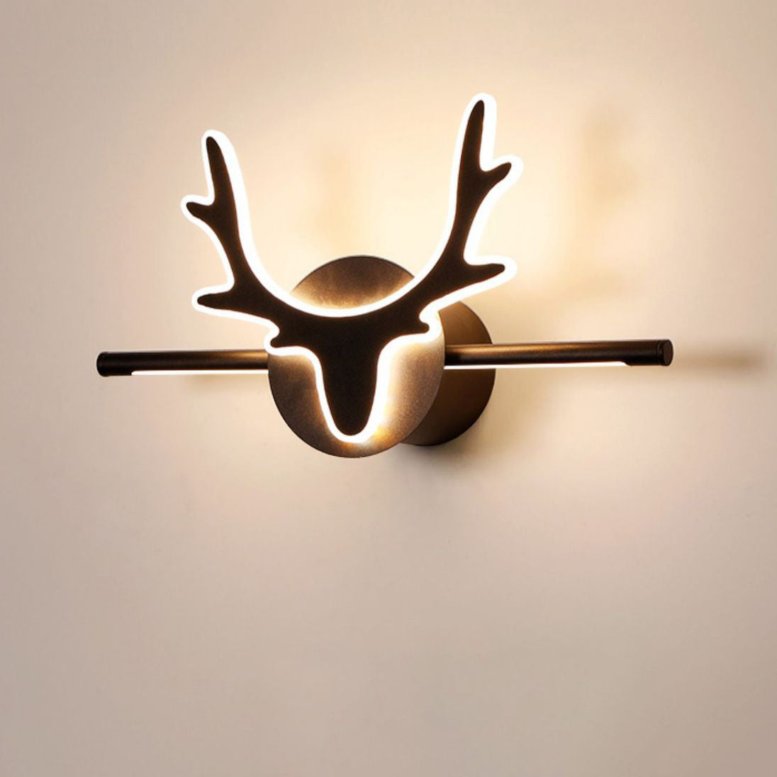 Linselle Scandinavian Black Iron LED Vanity Light Dimmable Deer Motif for Bathroom Mirror