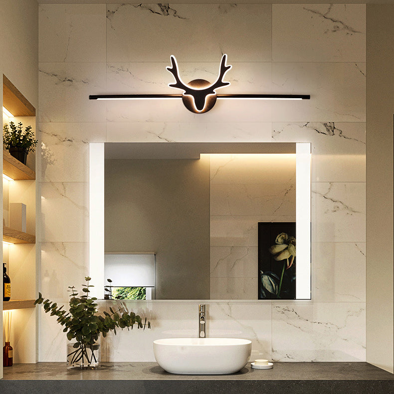 Linselle Scandinavian Black Iron LED Vanity Light Dimmable Deer Motif for Bathroom Mirror