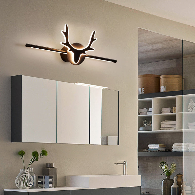 Linselle Scandinavian Black Iron LED Vanity Light Dimmable Deer Motif for Bathroom Mirror