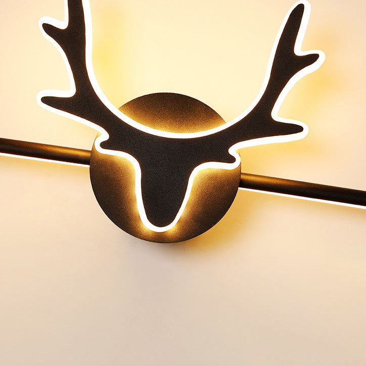 Linselle Scandinavian Black Iron LED Vanity Light Dimmable Deer Motif for Bathroom Mirror