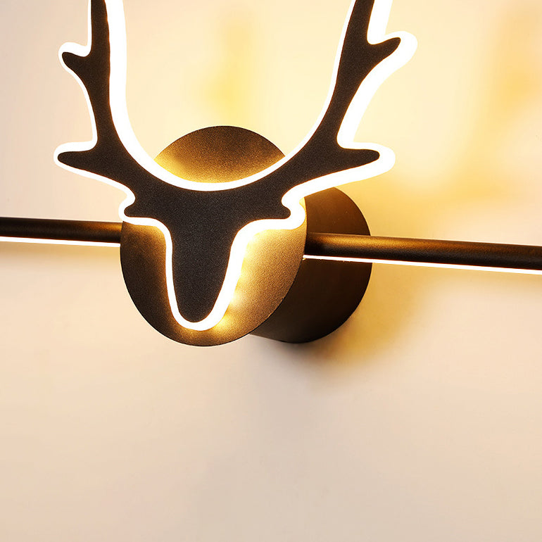 Linselle Scandinavian Black Iron LED Vanity Light Dimmable Deer Motif for Bathroom Mirror